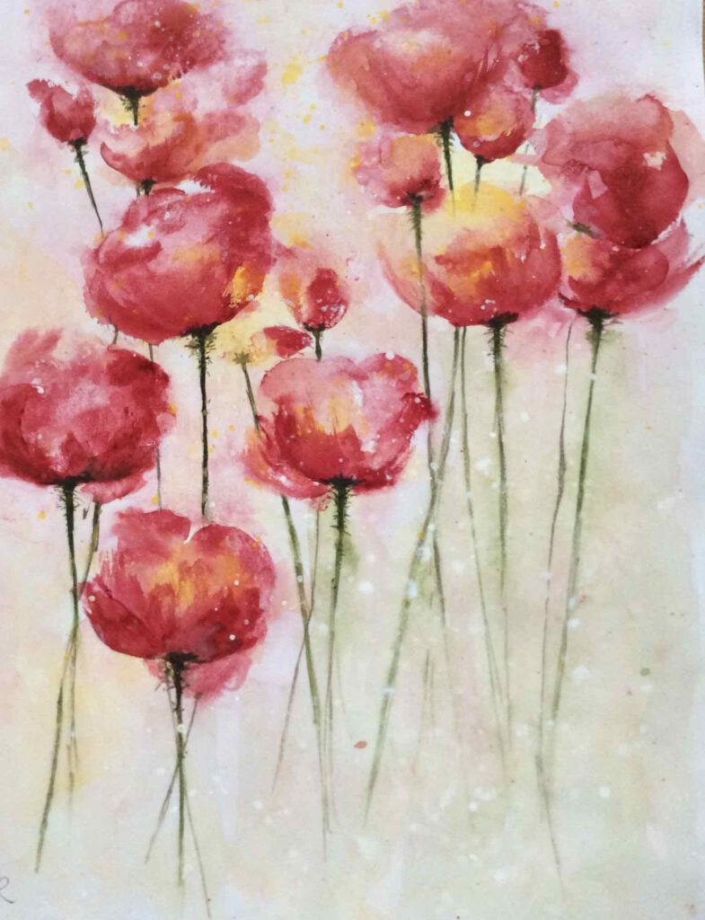 Klaprozen, aquarel, 30 x 40, € 45,00