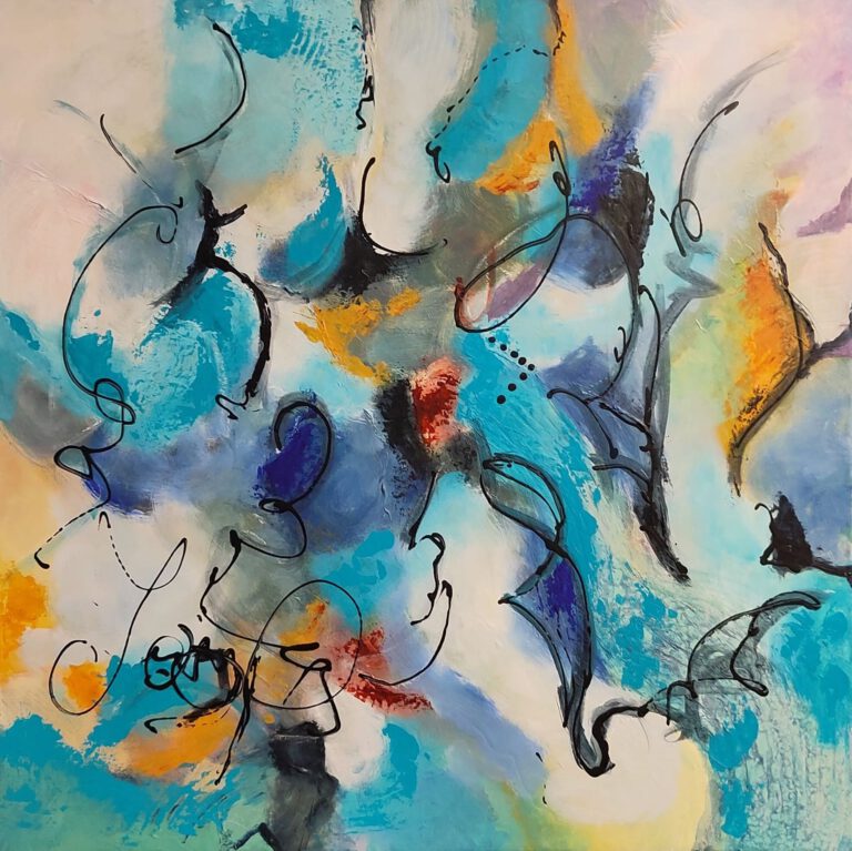 343-Abstract 143 Acryl 80x80cm 3D doek€ 350,00