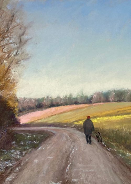 De wandelaar- pastel 30 x 40 cm - €110,00